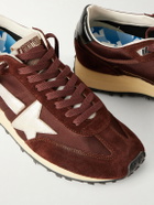 Golden Goose - Marathon Suede and Leather-Trimmed Satin Sneakers - Brown