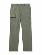 Hartford - Tapered Cotton-Drill Cargo Trousers - Green