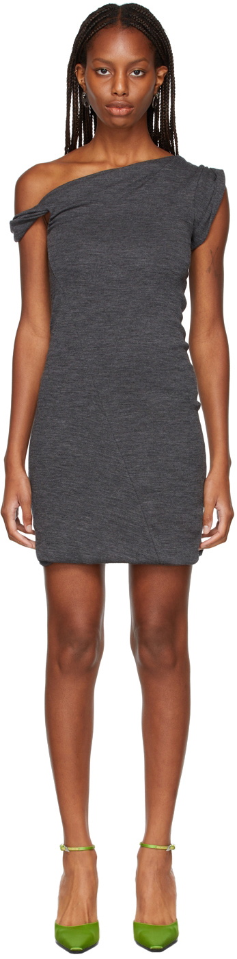 the attico grey dress The Attico // Mini Dress Light American Fleece / Light Grey Melange main image 1