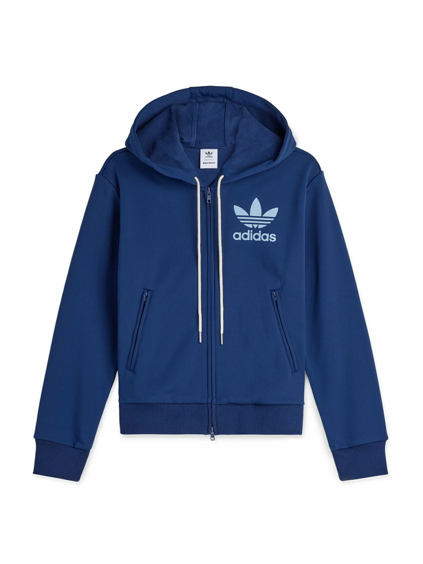 Photo: adidas Originals - Wales Bonner Logo-Print Recycled-Jersey Zip-Up Hoodie - Blue