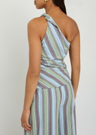 Faithfull The Brand Aurora Striped One-shoulder Cotton and Linen-blend top Blue