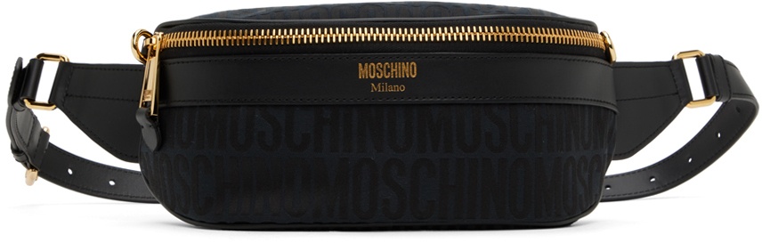 Photo: Moschino Black Jacquard Belt Bag