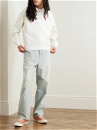 AMI PARIS - Logo-Embroidered Stretch-Cotton Jersey Sweatshirt - White