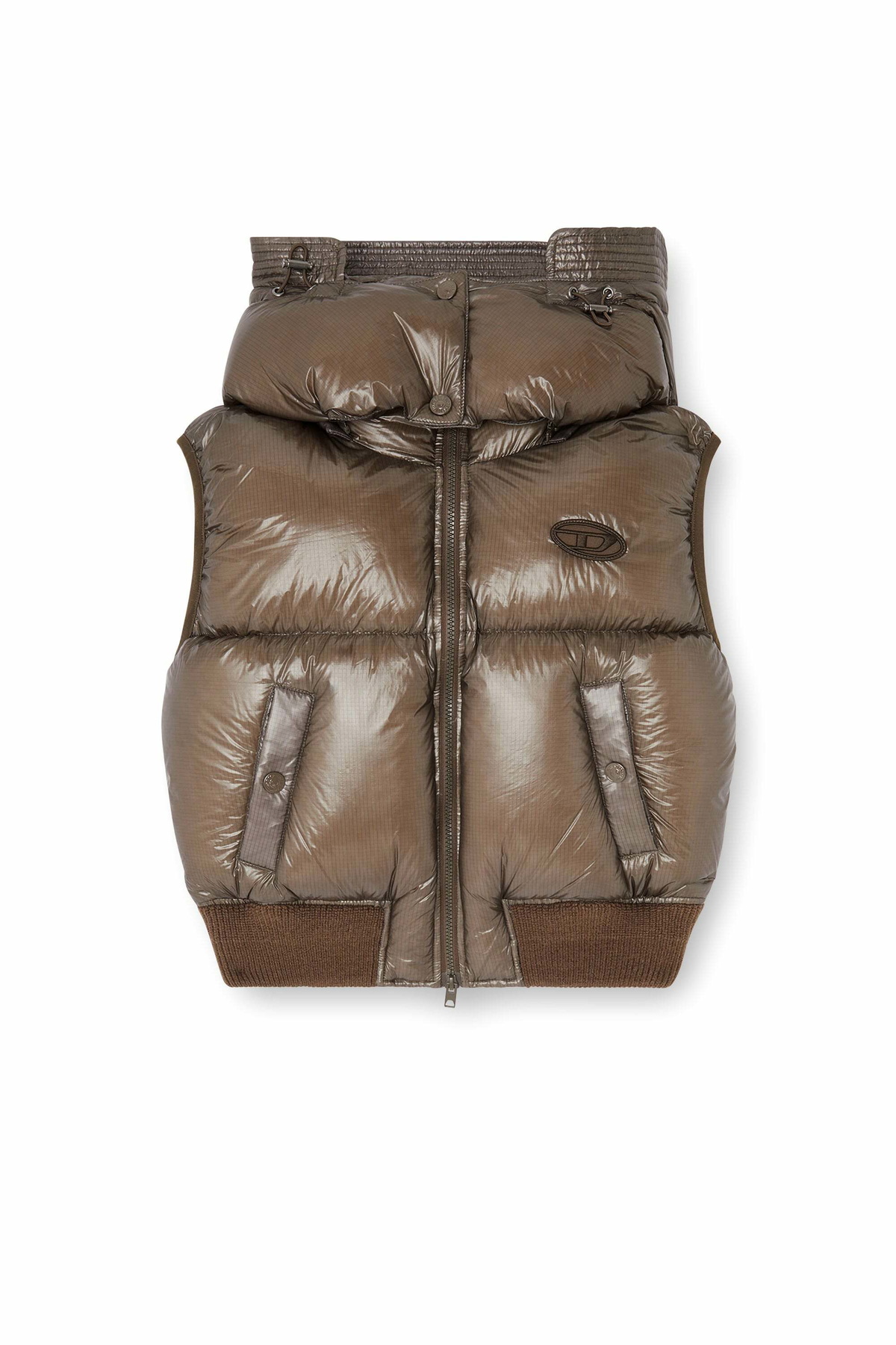 Diesel Down vest in ripstop with detachable hood - Winter Jackets Womens in Brown