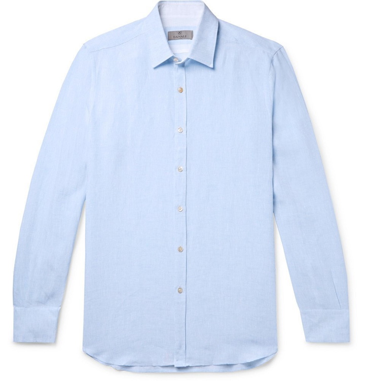 Photo: Canali - Slim-Fit Slub Linen Shirt - Sky blue