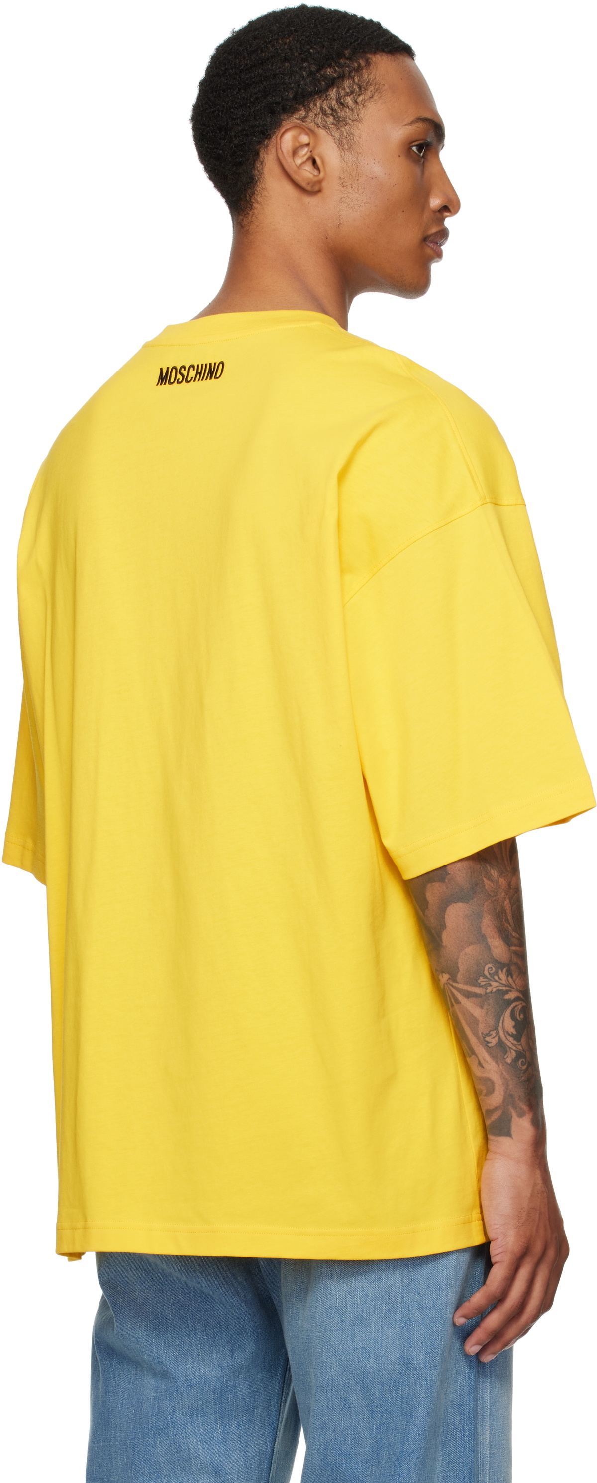 Tシャツ・カットソー Moschino Smiley Face Graphic T-Shirt In Bright Yellow Cotton Moschino Smiley Face Graphic T-Shirt In Bright Yellow Cotton