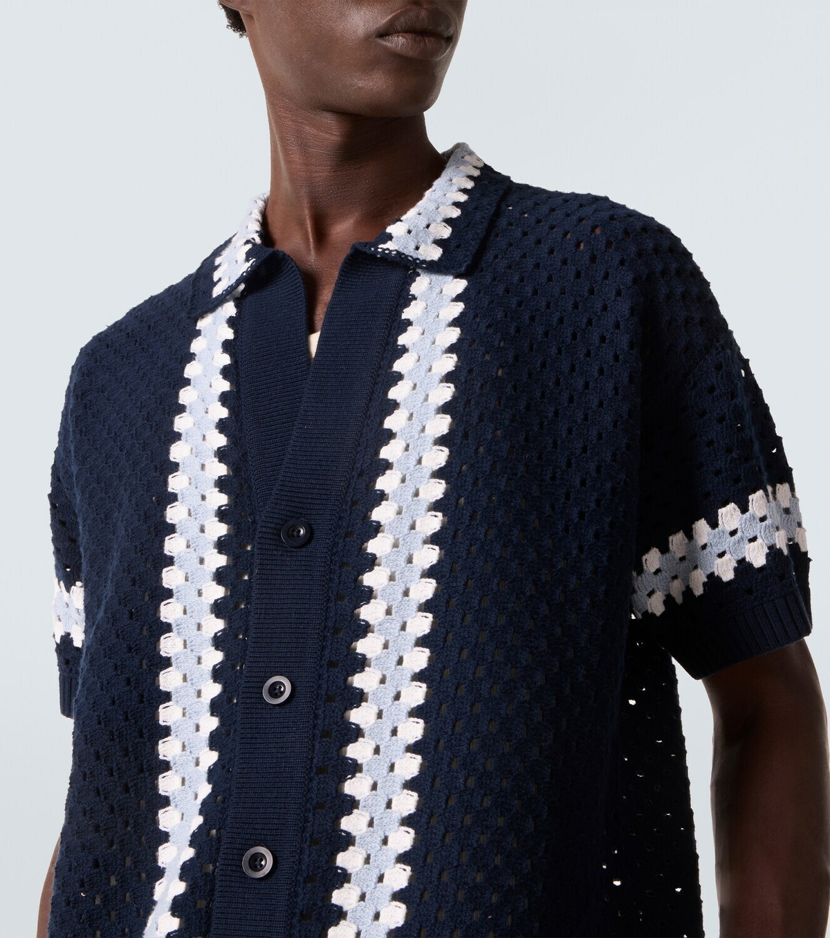 Frescobol Carioca Pinto crochet cotton bowling shirt