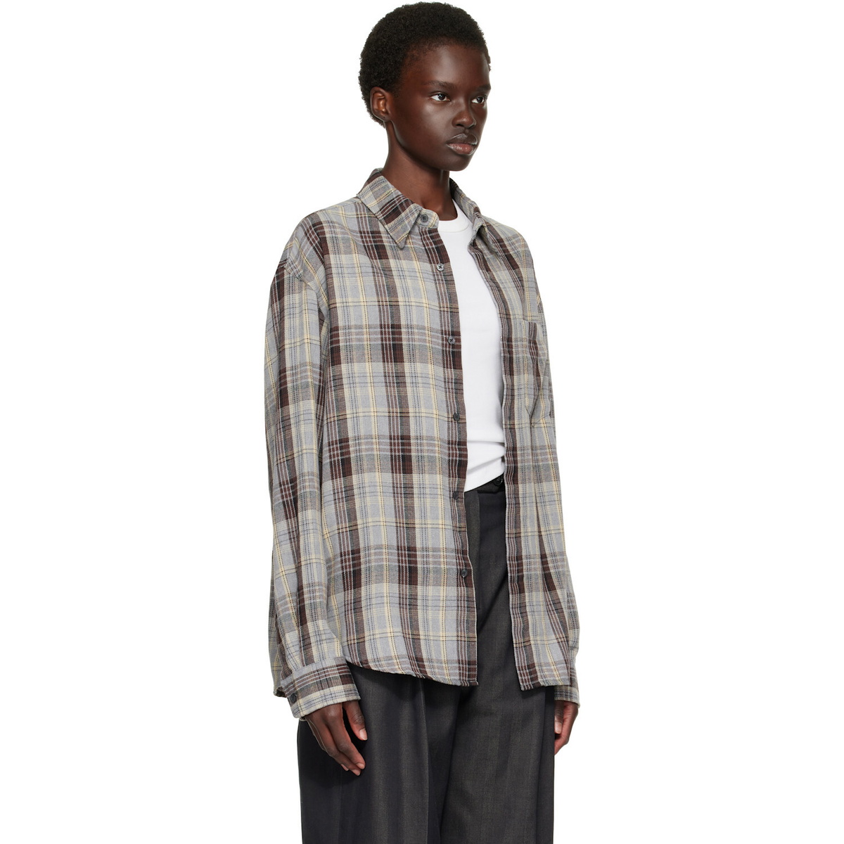 TONYWACK Gray & Brown Flannel Shirt