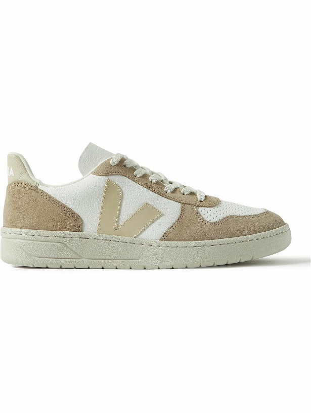 Photo: Veja - V-10 Rubber-Trimmed Suede and Leather Sneakers - Brown