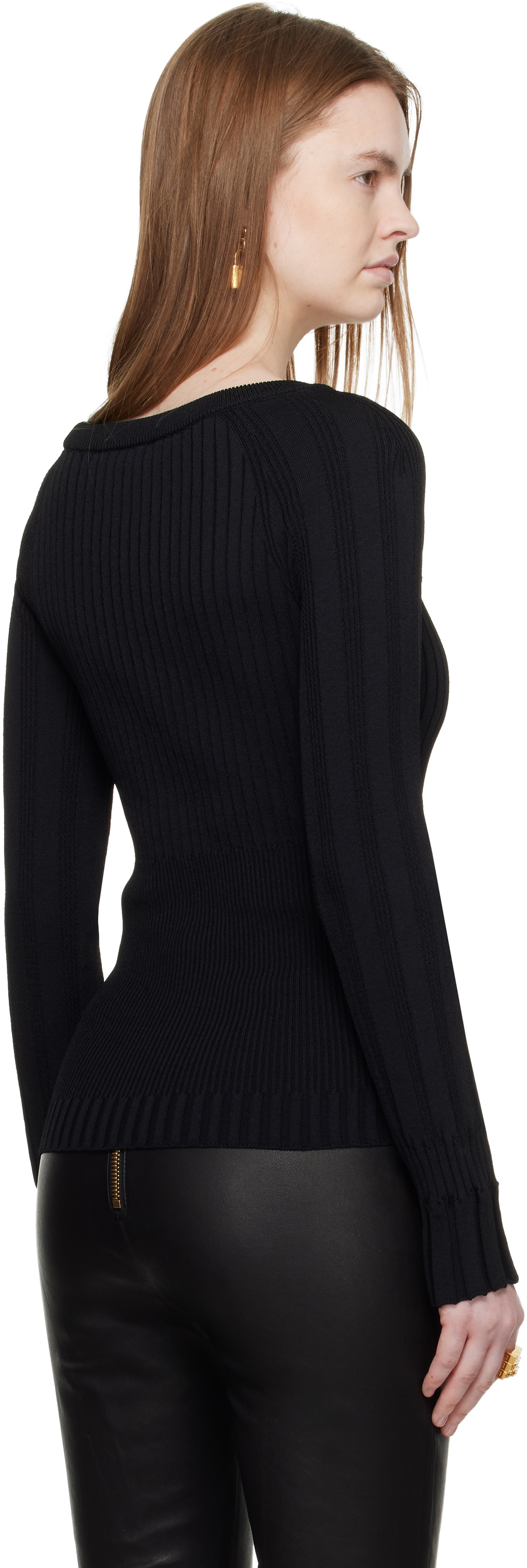 Balmain Black Knit Buttons Sweater