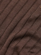 Boglioli - Ribbed Linen and Cotton-Blend Polo Shirt - Brown