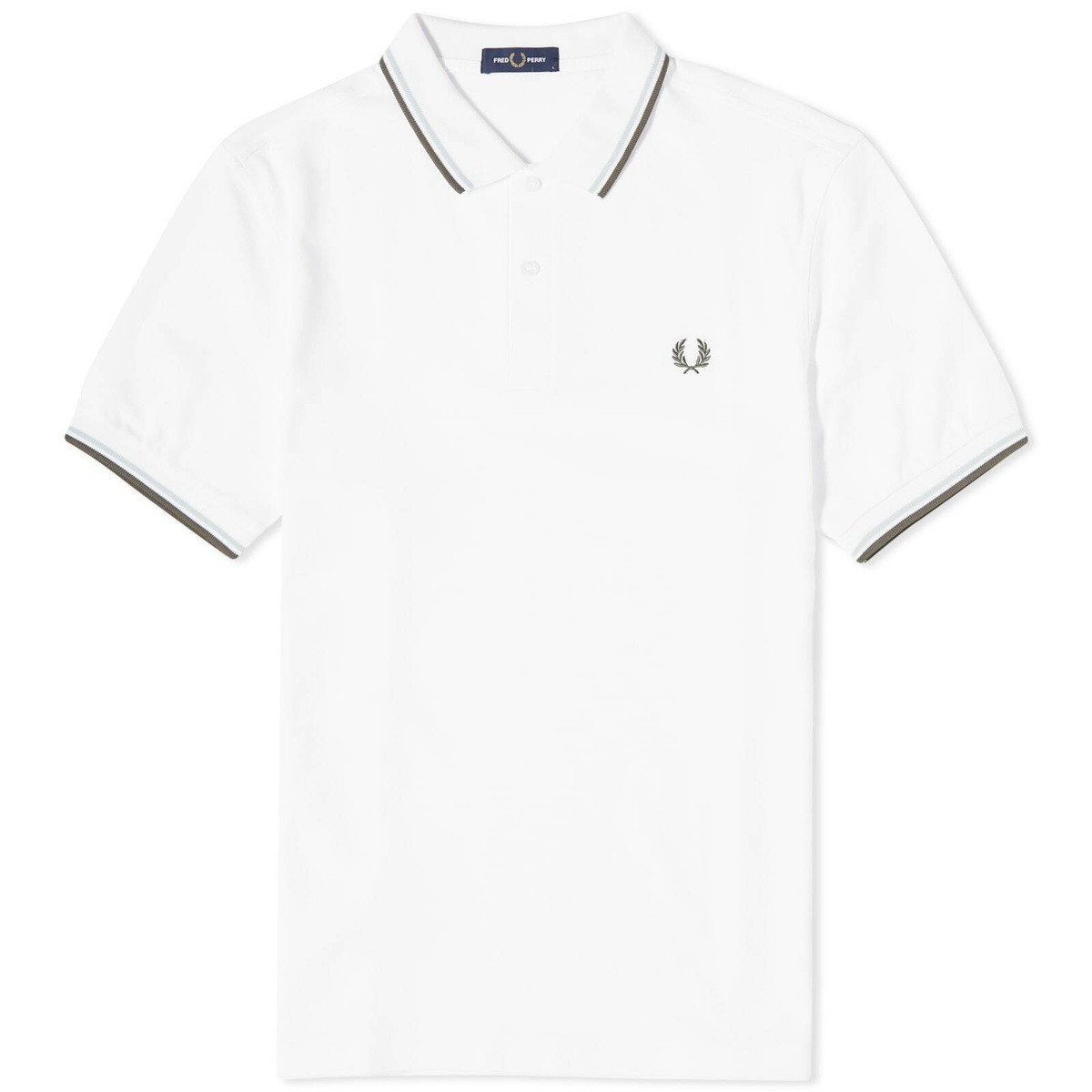 Fred Perry Men's Twin Tipped Polo Shirt in White/Light Ice/Field