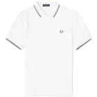 Fred Perry Men's Twin Tipped Polo Shirt in White/Light Ice/Field Green
