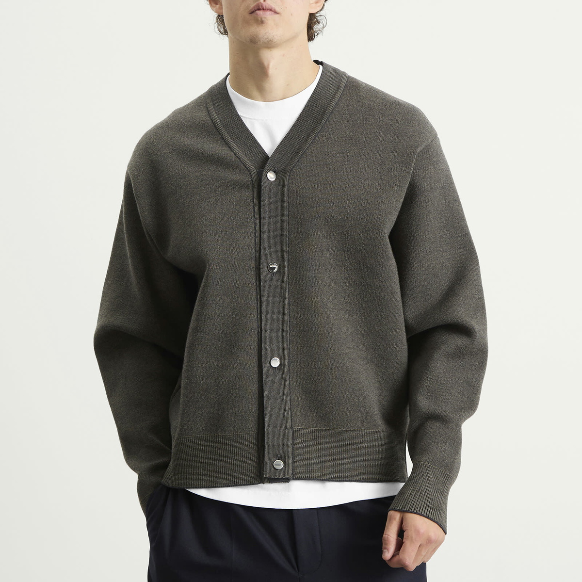Jacquemus Men's Merino Cardigan in Multi-Khaki Jacquemus