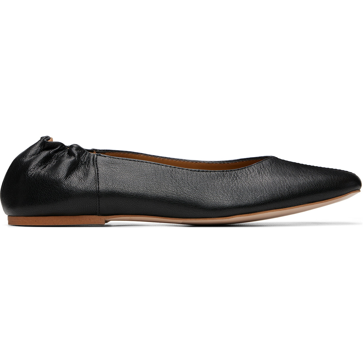 A.P.C. Black Square-Toe Leather Ballerina Flats