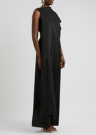 Roksanda Valerya Cape-effect Wool Jumpsuit Black
