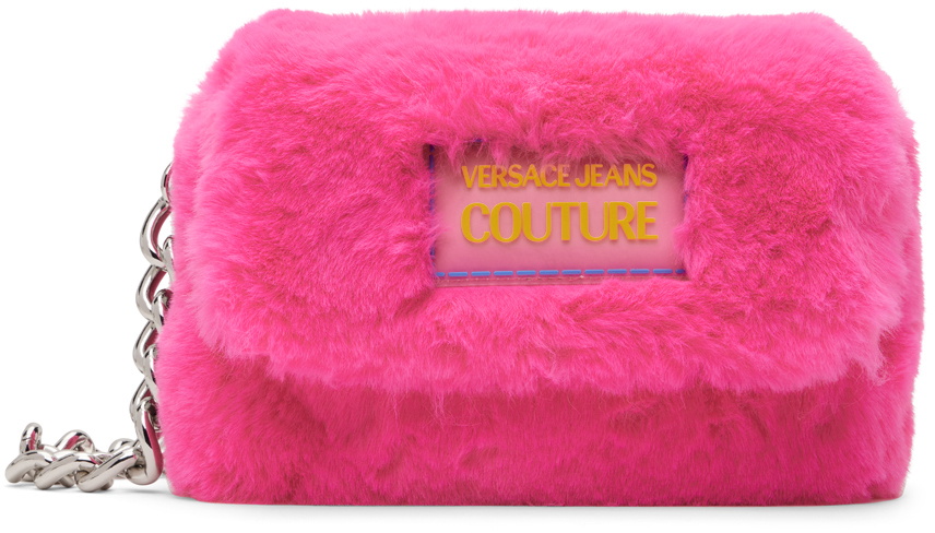 Versace Jeans Couture Pink Faux-Fur Logo Bag Versace