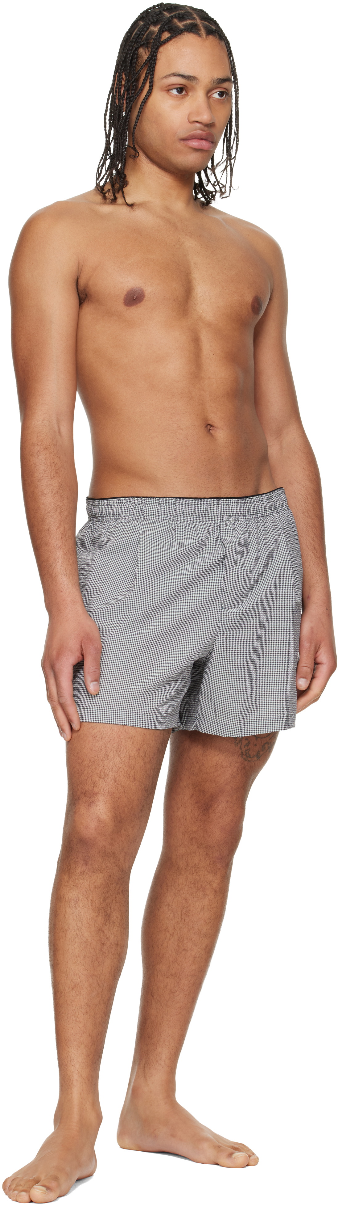 OUR LEGACY Black & White Boxer Swim Shorts