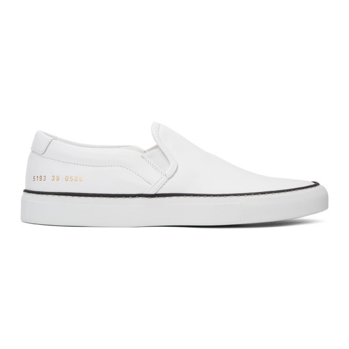 Photo: Common Projects White Leather Slip-On Sneakers