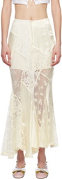Yuhan Wang White Lace Patched Mermaid Midi Skirt
