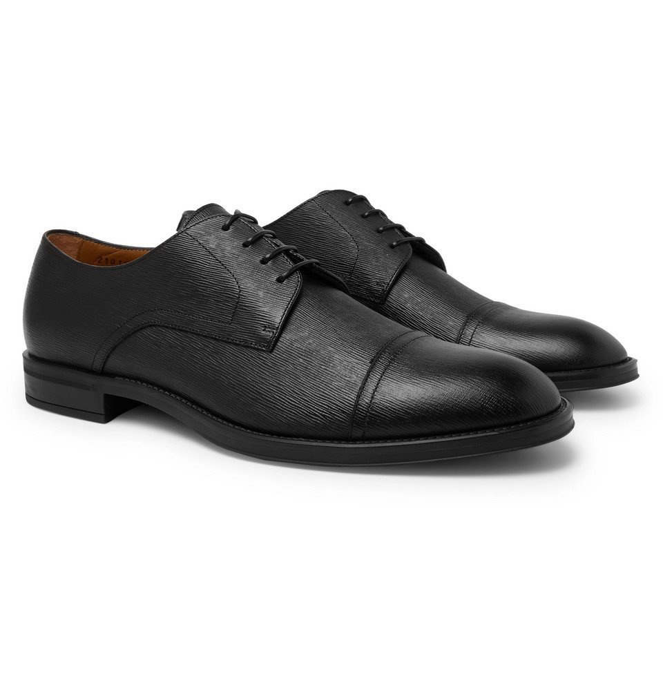 Hugo Boss - Textured-Leather Derby Shoes - Men - Black Hugo