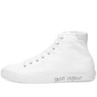Saint Laurent Men's Malibu Mid Signature Sneakers in White