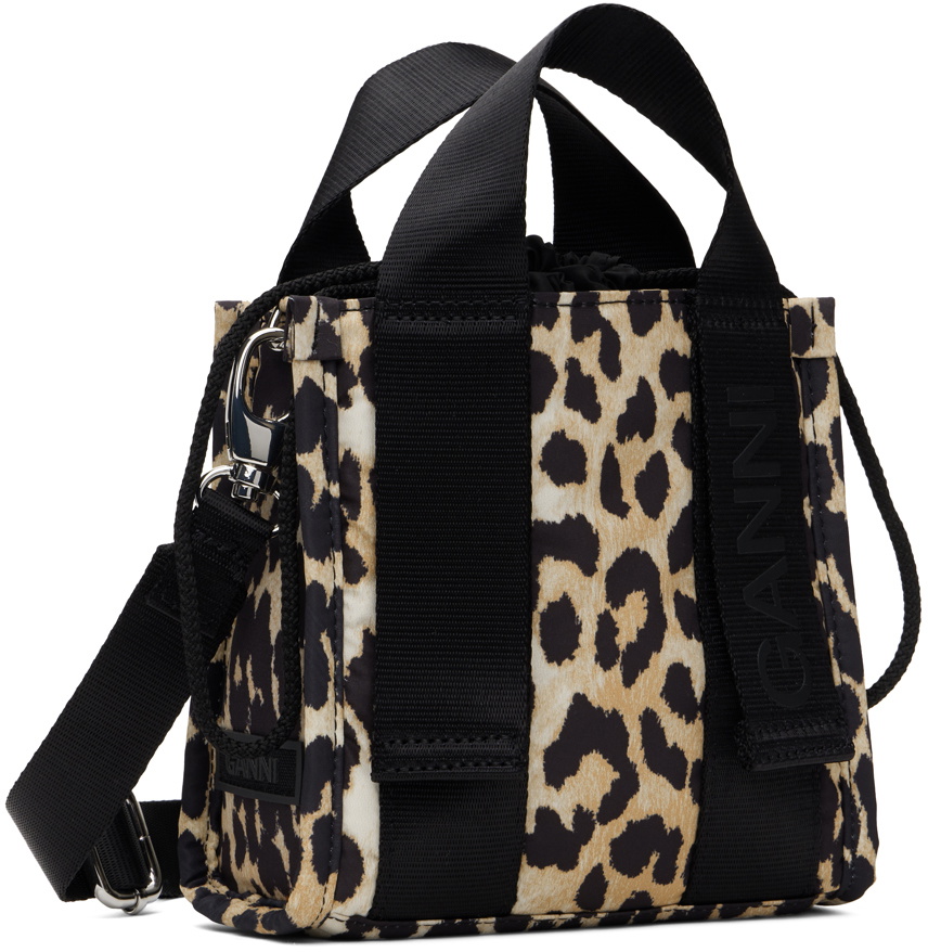 【GANNI】ブラック＆ベージュ ミニ Tech トートバッグ GANNI Black & Beige Mini Tech Tote GANNI