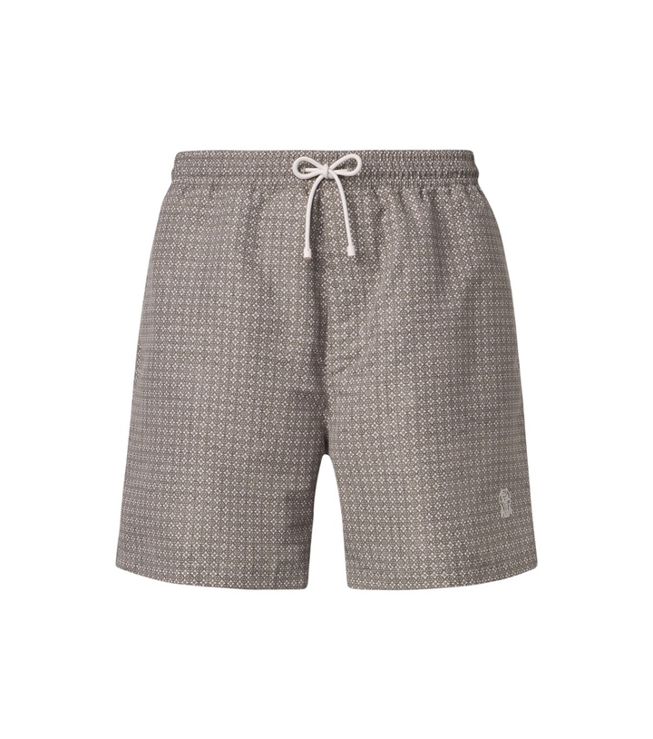Photo: Brunello Cucinelli Logo swim trunks