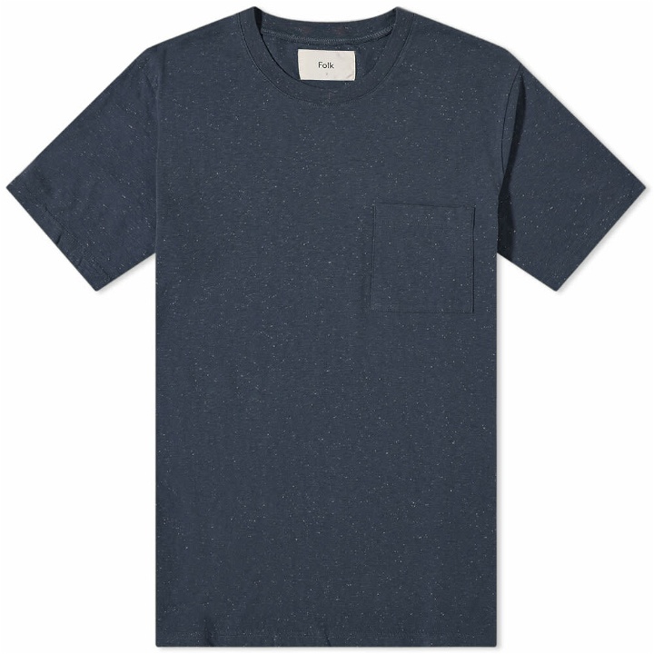 Photo: Folk Men's Pocket Assembly T-Shirt in Blue Slate Nep