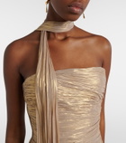 Marmar Halim Dayana pleated scarf-detail bustier gown