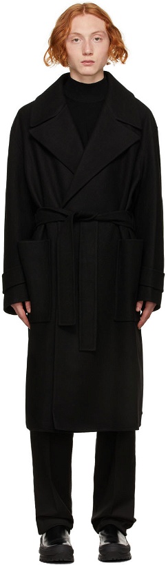 Photo: Solid Homme Black Oversized Twill Coat