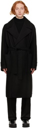 Solid Homme Black Oversized Twill Coat