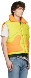 ERL Orange & Yellow Down Woven Puffer Vest