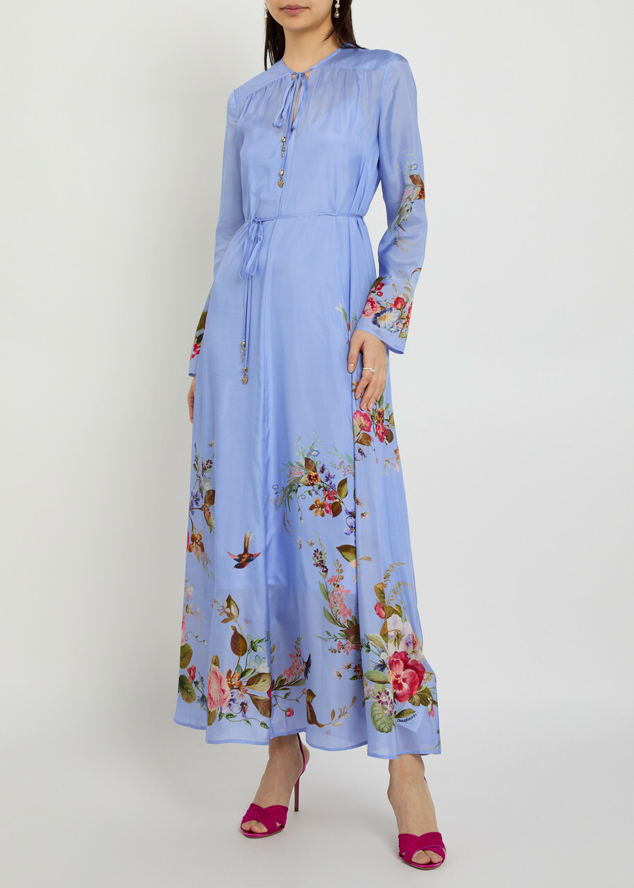 Zimmermann Patience Floral-print Silk Maxi Dress Blue