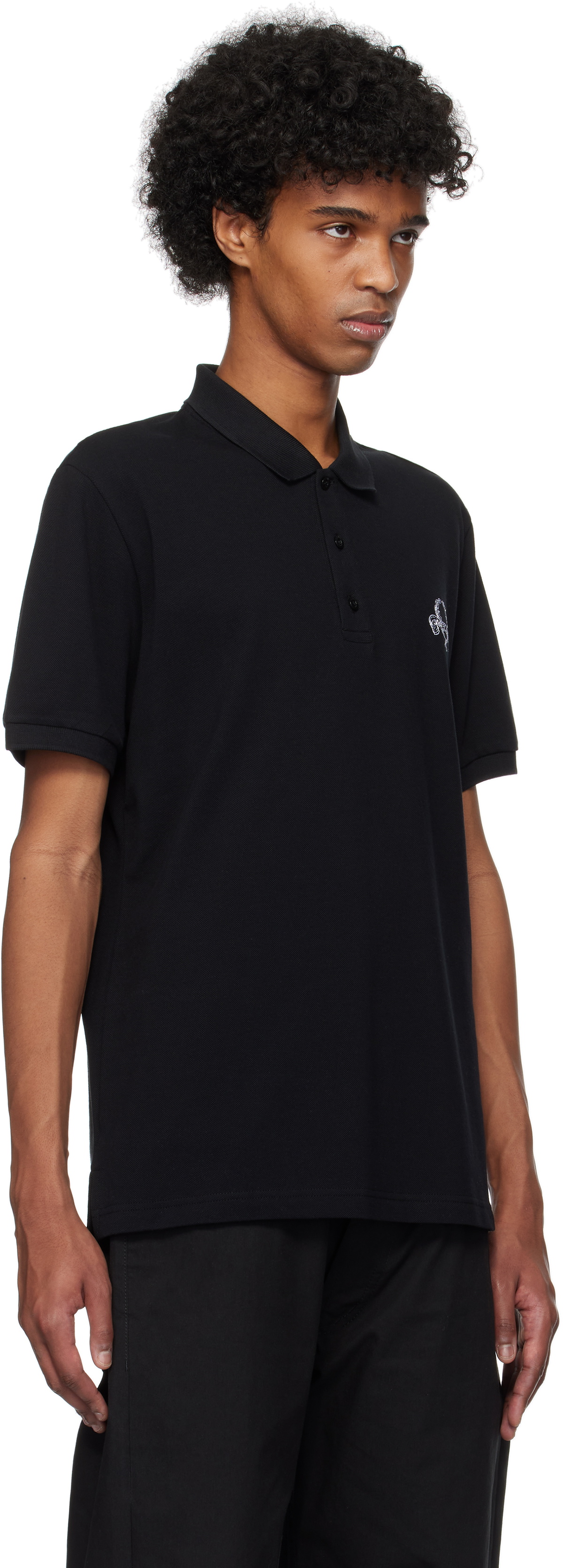 Moschino Black Laurel Crown Emblem Polo