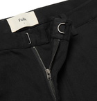 Folk - Black Pleated Poplin-Trimmed Cotton-Twill Trousers - Black