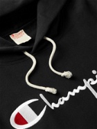 CHAMPION - Logo-Embroidered Fleece-Back Cotton-Jersey Hoodie - Black