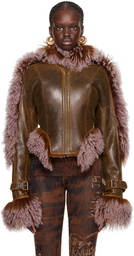 Jean Paul Gaultier Brown & Purple KNWLS Edition Leather Jacket