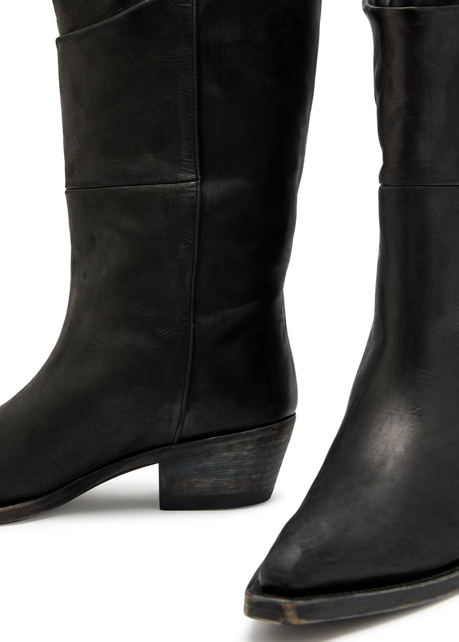 Khaite Clive 35 Leather Mid-calf Boots Black