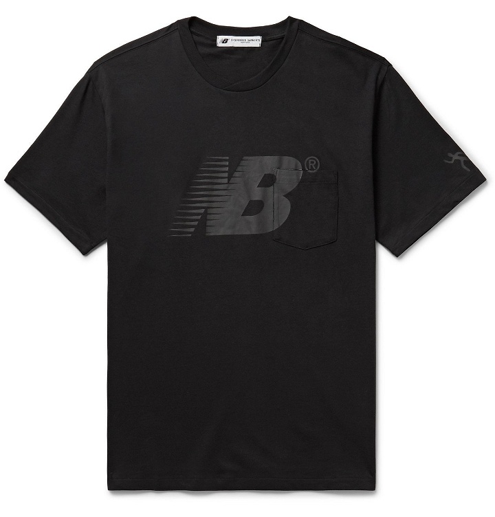 Photo: New Balance - Engineered Garments Logo-Print Mélange Cotton-Jersey T-Shirt - Black