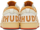 Rhude SSENSE Exclusive White & Orange Rhecess Low Sneakers