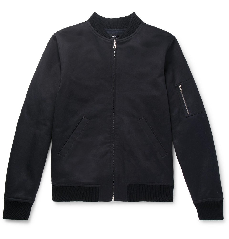 A.P.C. - Fleece-Back Cotton Bomber Jacket - Men - Navy A.P.C.