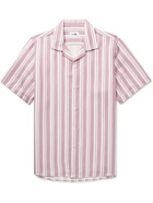 NN07 - Miyagi Camp-Collar Striped TENCEL and Linen-Blend Shirt - Pink