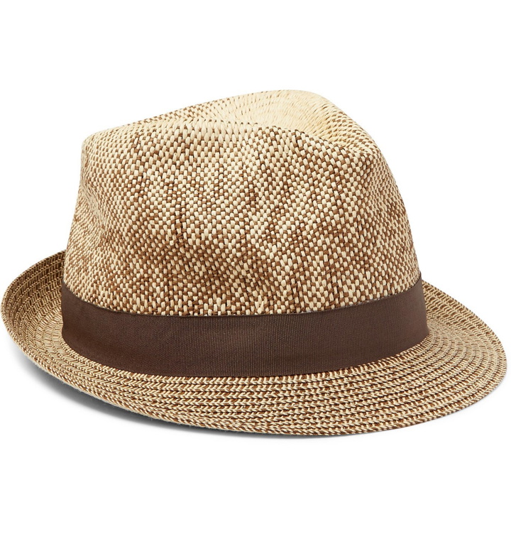 Photo: Paul Smith - Grosgrain-Trimmed Two-Tone Straw Trilby Hat - Neutrals