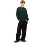 C.P. Company Green Crew Neck Brushed Emerized Diagonal Fleece Sweatshirt