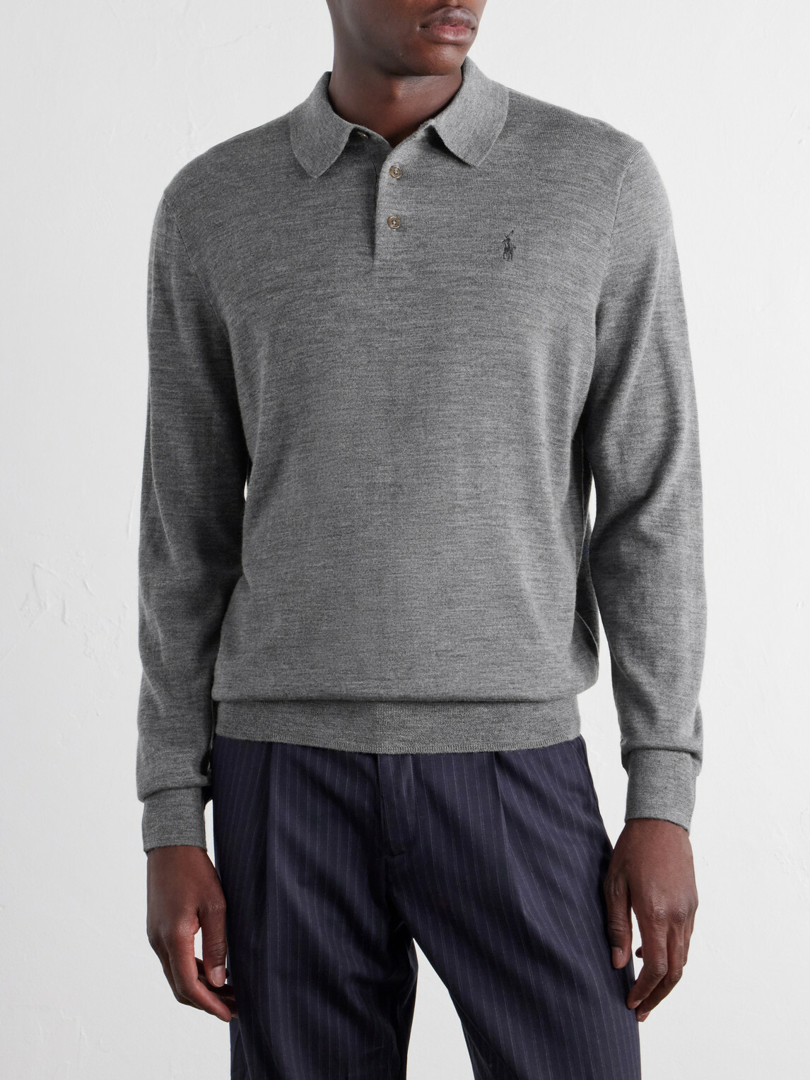 Polo Ralph Lauren - Logo-Embroidered Wool Polo Shirt - Gray