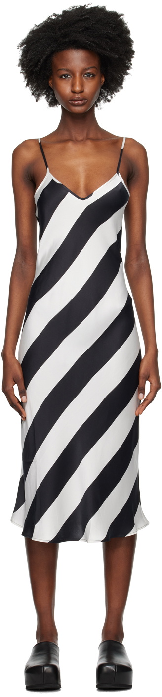 Silk Laundry Black & White 90s Slip Midi Dress Silk Laundry