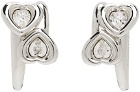 Jiwinaia SSENSE Exclusive Silver & White Heart Earrings