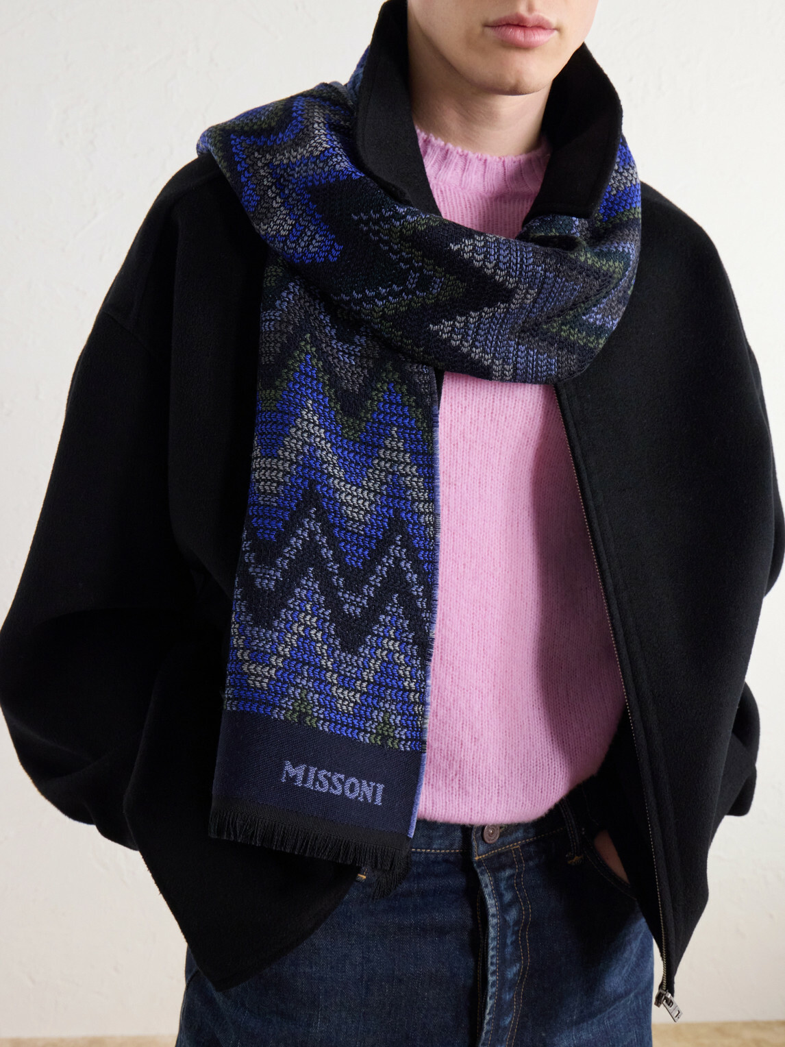 Missoni - Striped Crochet-Knit Wool Scarf - Blue