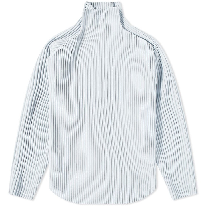 Photo: Homme Plissé Issey Miyake Men's Layered Pleated Long Sleeve Top in Water Grey